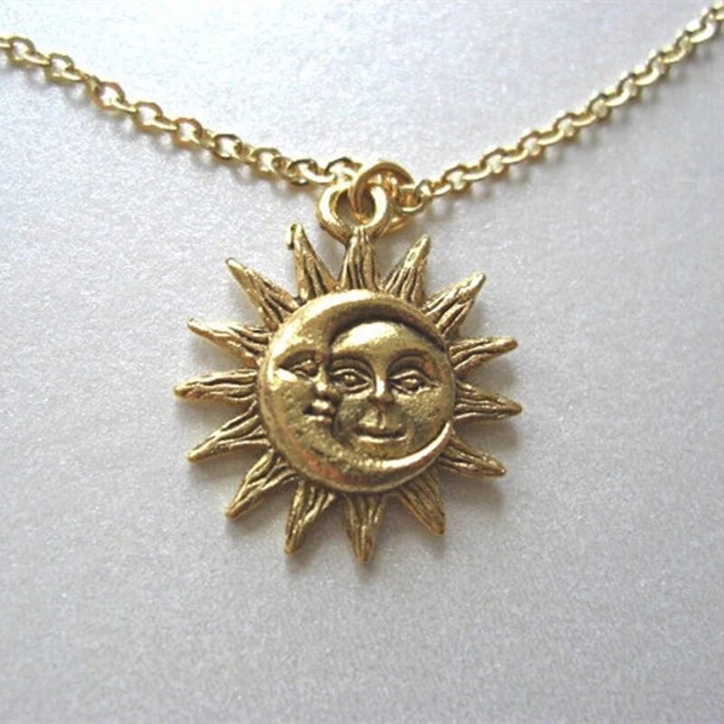 Sun Moon Pendant Necklace Charm For Woman Choker