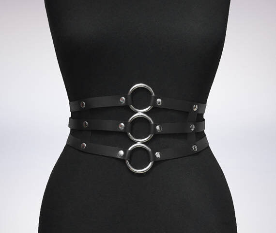 Women Black Leather Waist Belts Sexy Body Harness