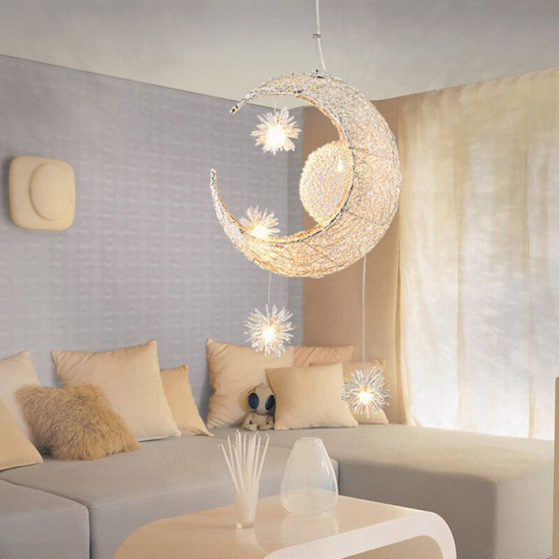 Aluminum Wire Star Moon Chandelier Restaurant Bar Bedroom