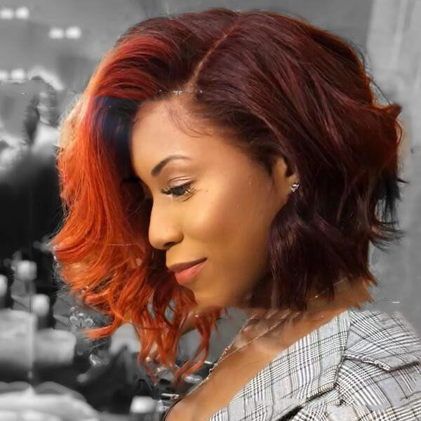Ladies Short Wavy Brown Synthetic Wig With Long