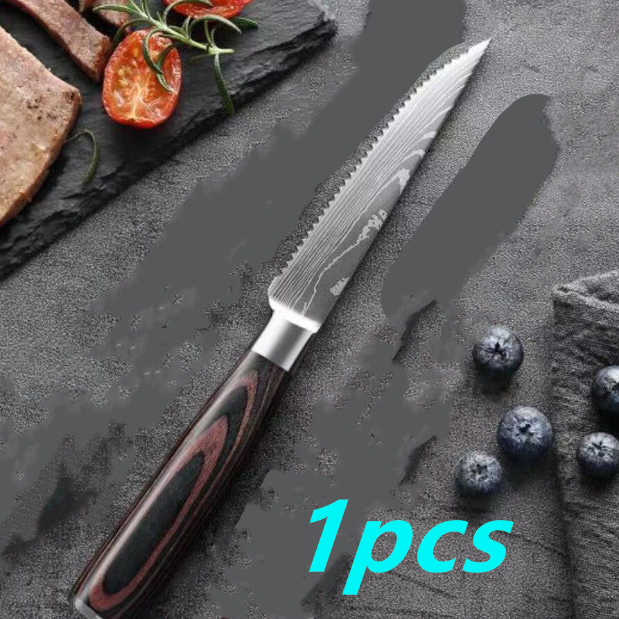 Color Wooden Handle Steak Knife Stainless Steel Western