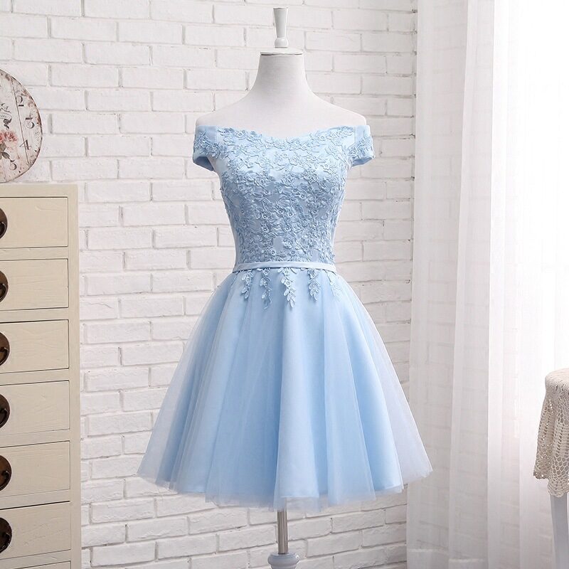 Long Blue Bridesmaid Sisters Dress One-shoulder Evening