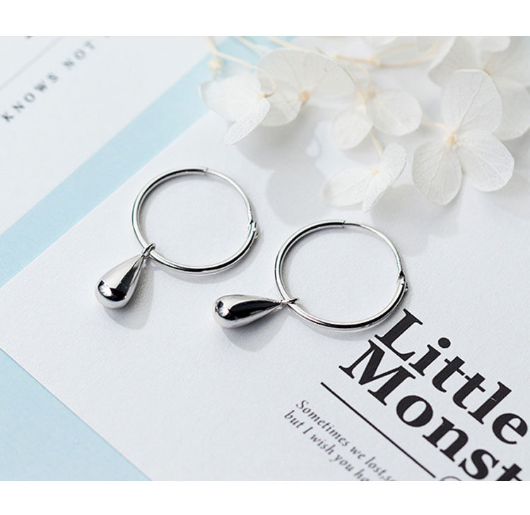 Sterling Silver Earrings Female Temperament Water Drop Hypoallergenic