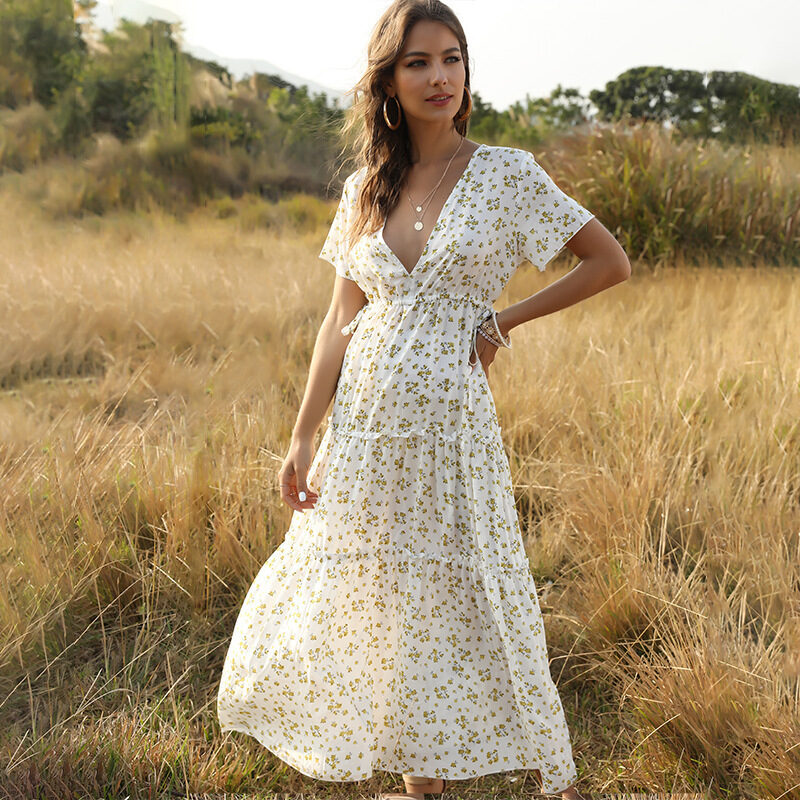 Long Dress Women Summer Boho Sexy Flowers