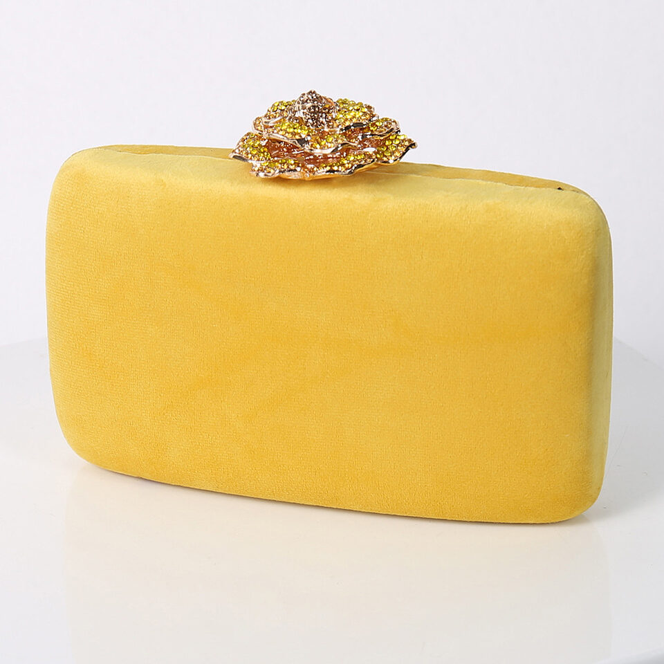 New Diamond Decoration Evening Bag PU Flannel Clutch