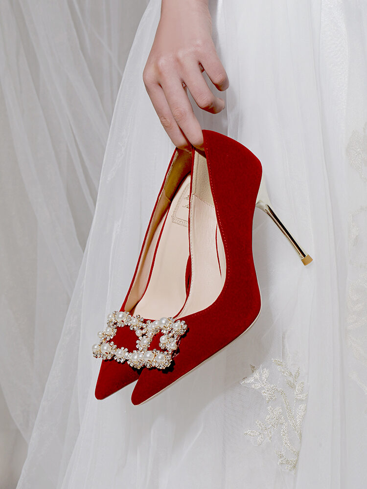 Pearl Rhinestone Single Shoes Stiletto Wedding