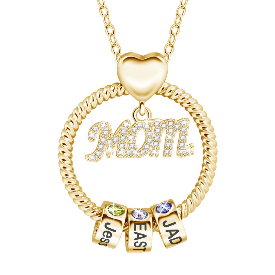Mother's Day Gift Personalized Circle Pendant with Beads