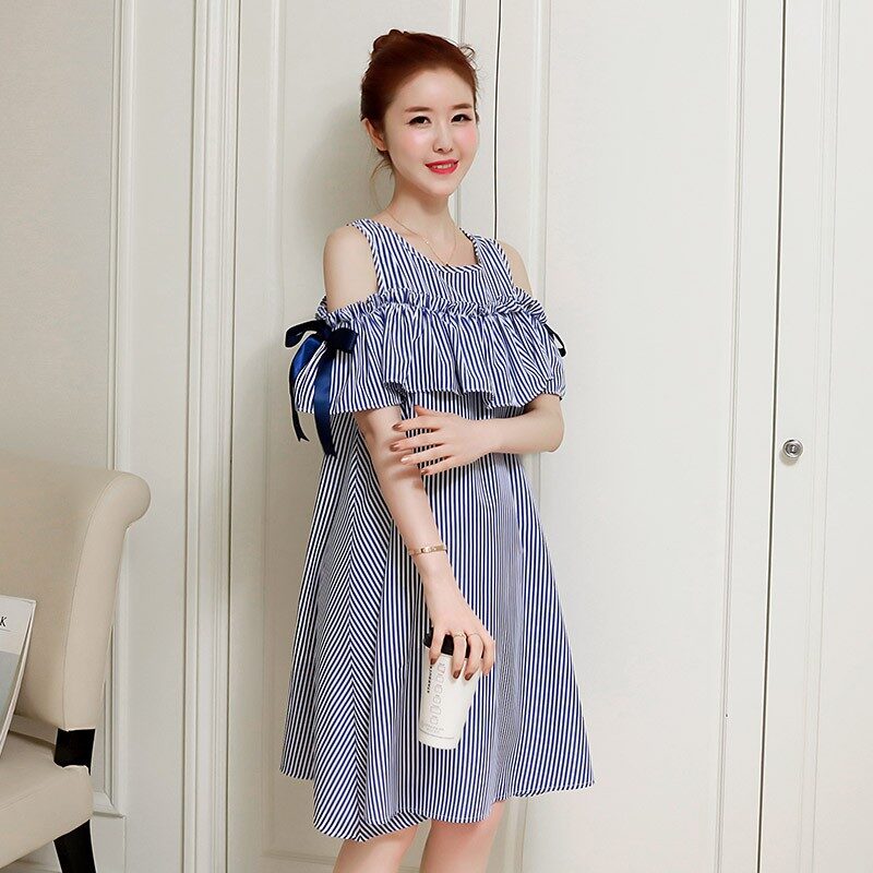 Maternity Dress Summer Skirt Top Suit Mid-Length Breastfeeding