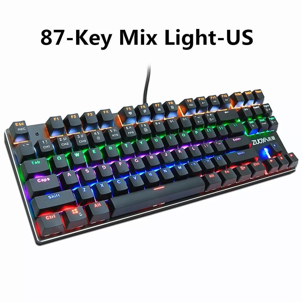 87-key Mechanical Keyboard Green Axis Red Gaming