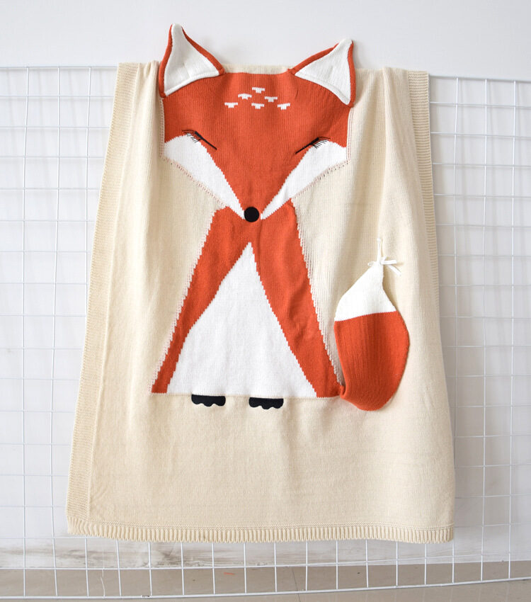 Fox Blanket Three-Dimensional Ear Children'S Knitted Blankets Beach