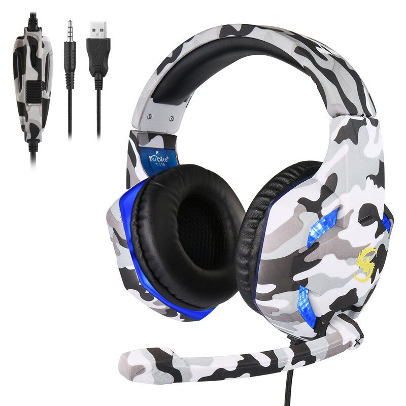 Camouflage Gaming Headset Luminous T-176 Wired Strong Bass