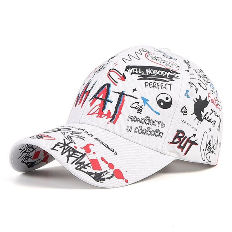 New WHAT Graffiti Baseball Cap Hip Hop Tide
