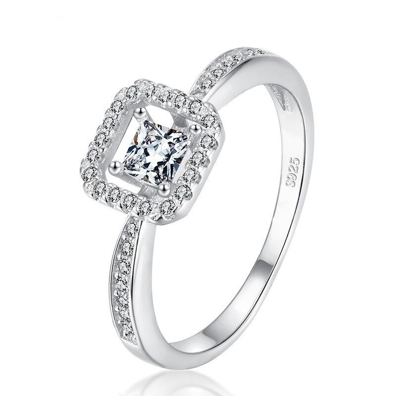 Sterling Silver Ring Female Square Hollow Popular