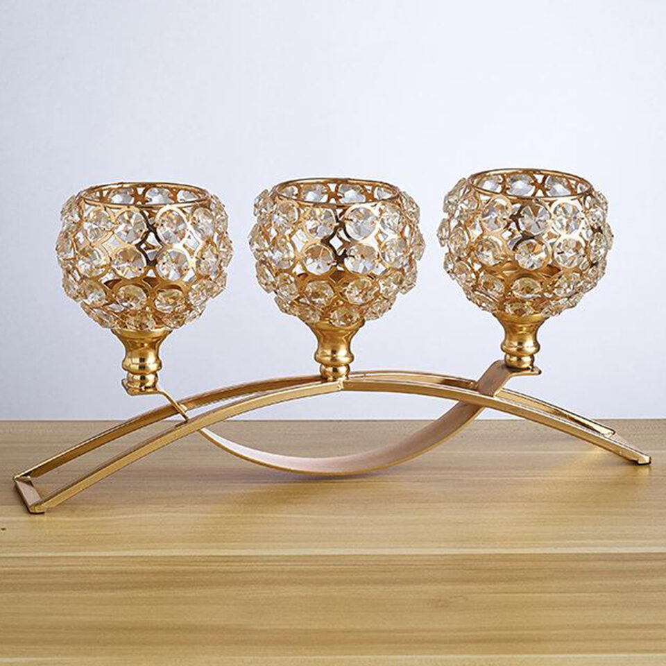 Crystal Candle Holder Geometric Wrought Iron Ornaments
