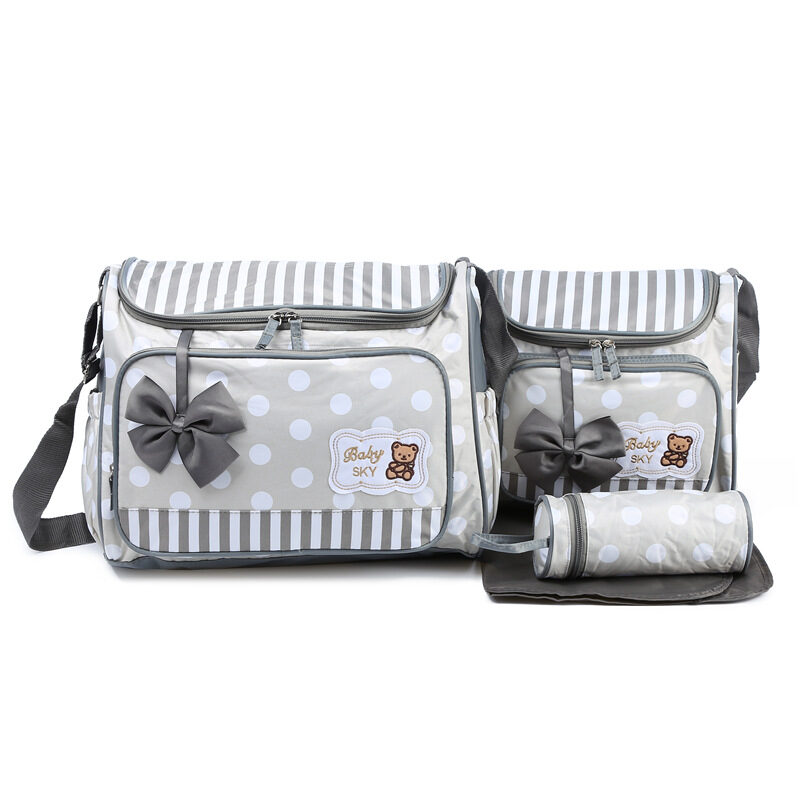 Mommy Bag Four-Piece Bowknot Outing One-Shoulder Multifunctional Large-Capacity