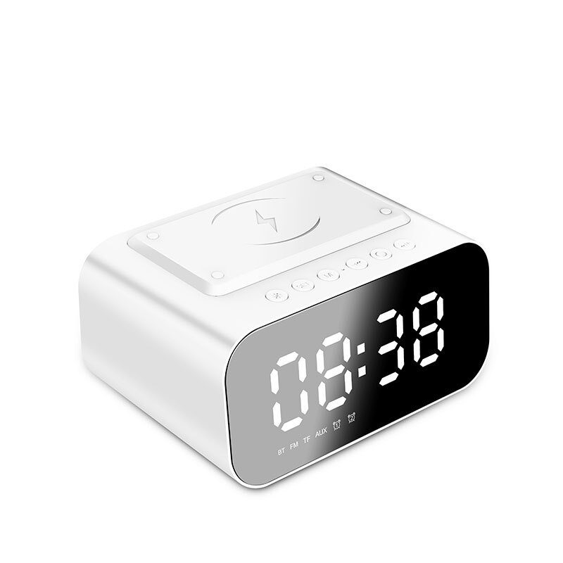 Wireless Charging Bluetooth Speaker Clock Led Alarm Audio