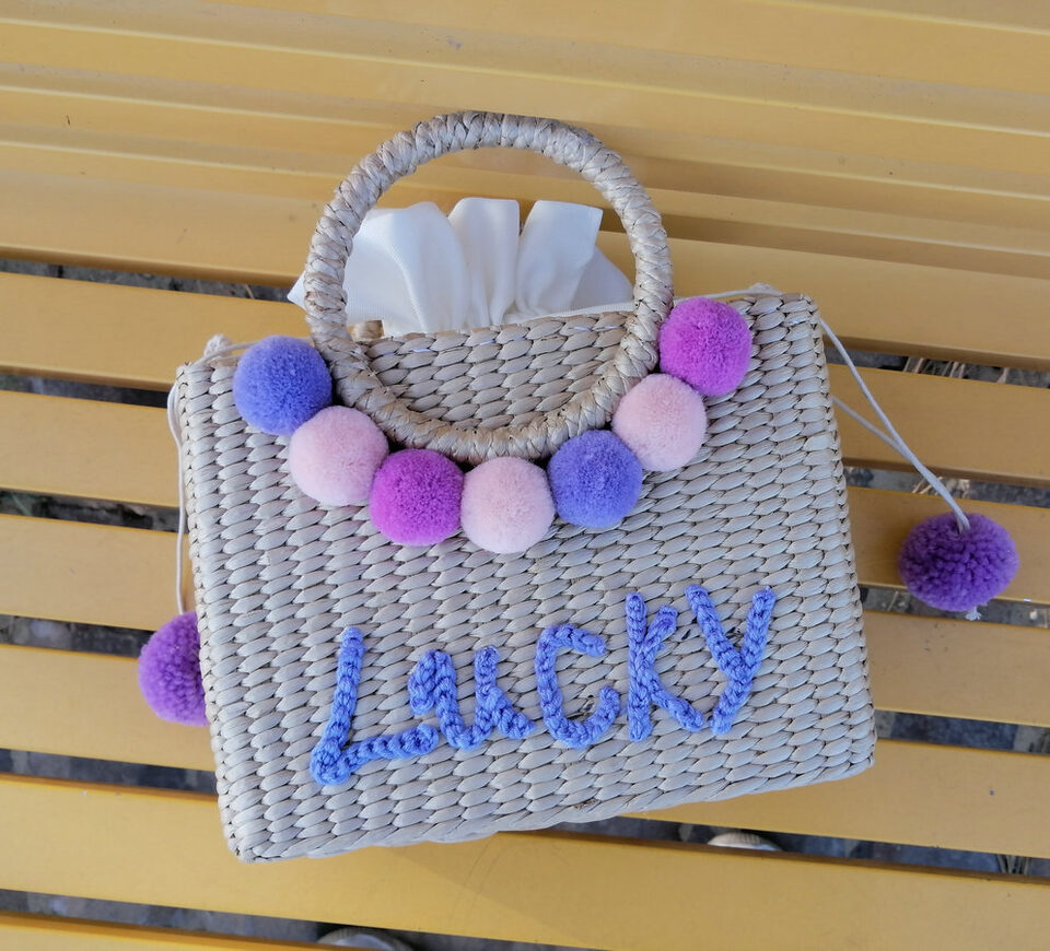 Thailand Straw Bag New Hydrangea Letter Embroidery Handbag