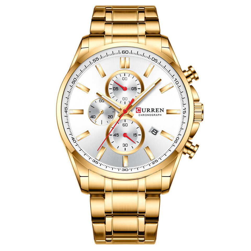 Men'S Watch Waterproof Quartz Six-Hand Calendar Steel Band