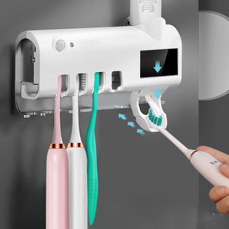 Intelligent UV Toothbrush Sterilizer Automatic Toothpaste Squeezer Rack