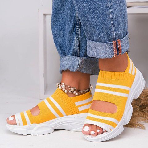 Flying Woven Sandals Women's New Summer Flat-Bottomed Style