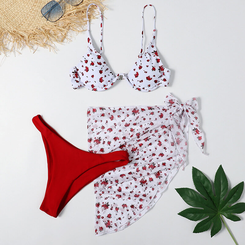 Sexy Leopard Print Split Swimsuit Women s Three