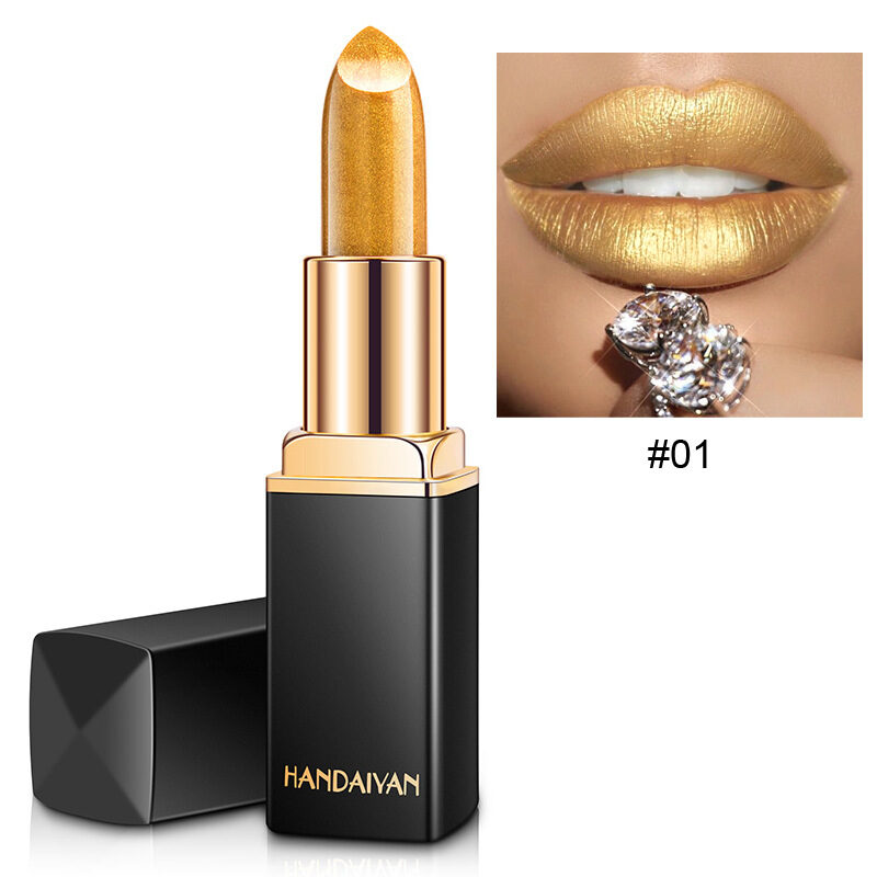 Shiny Metallic Lipstick Pearlescent Color Temperature Change Gilt