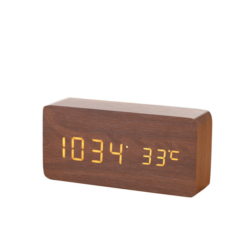 Alarm Clock LED Wooden Watch Table Digital Despertador