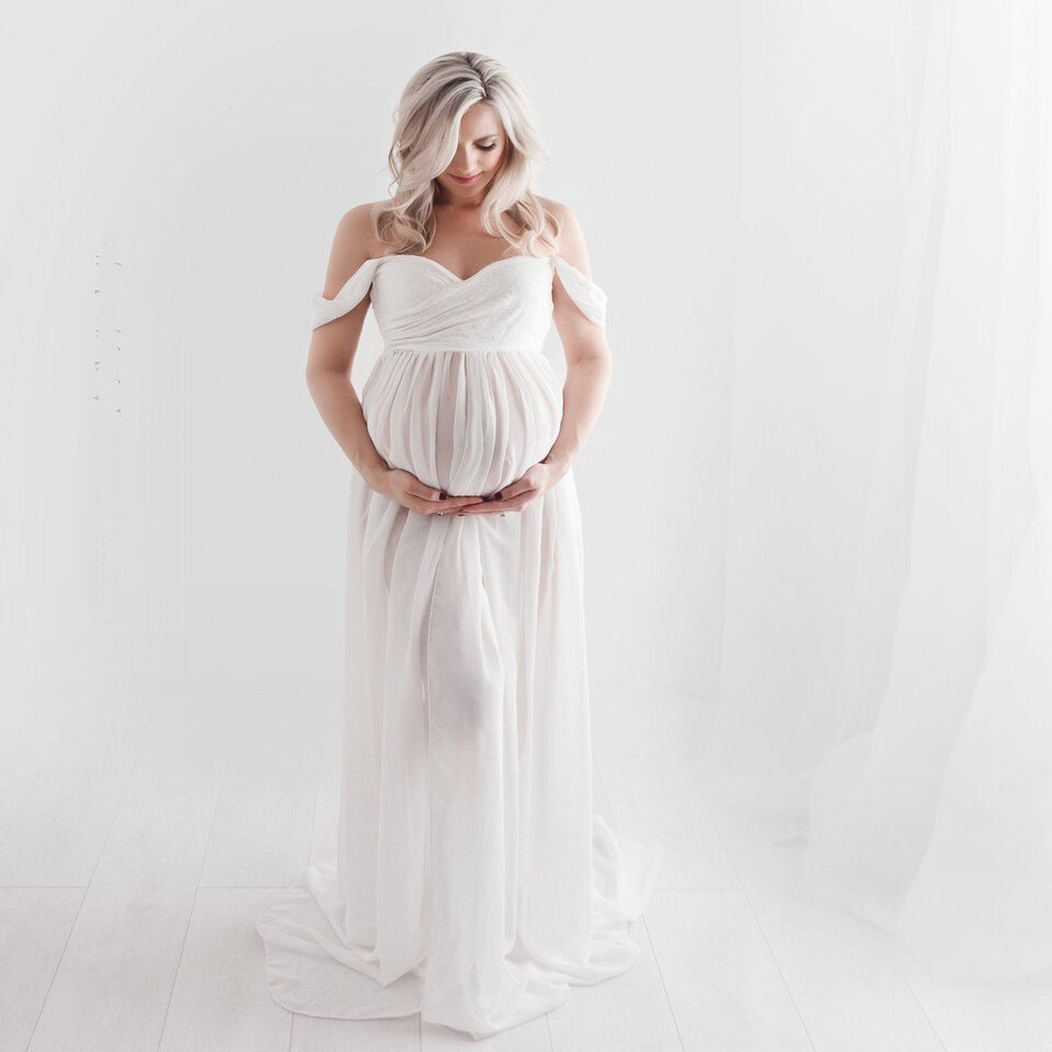 Maternity Photo Dress Front Mopping Foor Long Skirt