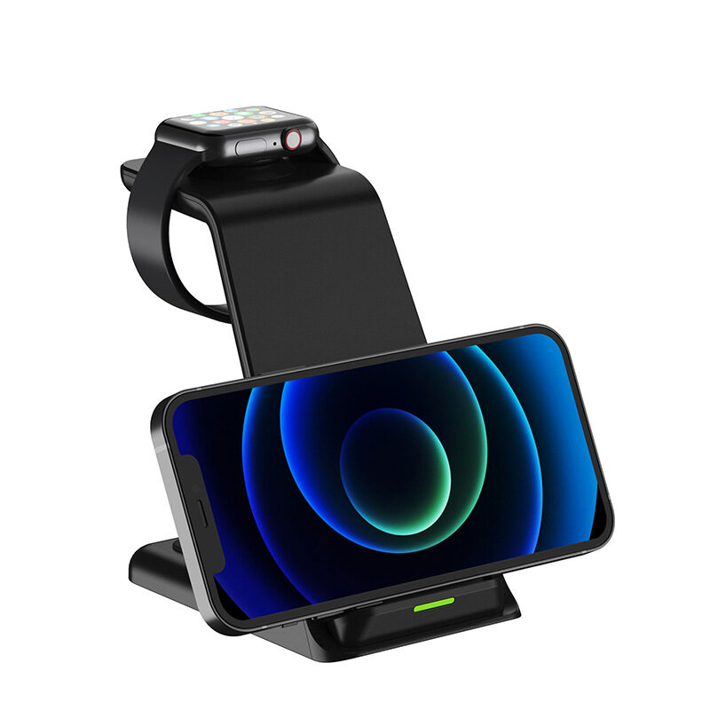Vertical Three-in-one Wireless Charger 15W Fast Charge Dual-coil
