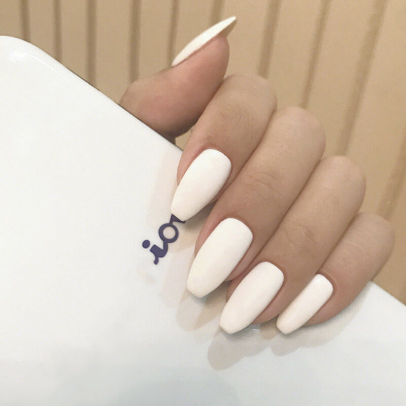 Frosted Short Ballet Wear Finished Fake Nails Solid