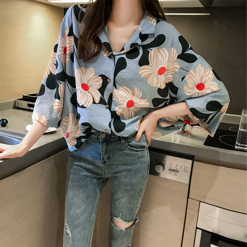 Loose Western Style Blouse Chiffon Sunscreen Shirt Retro