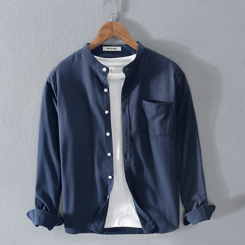 Fashion Stand-Up Collar Solid Color Simple Youth Long-Sleeved