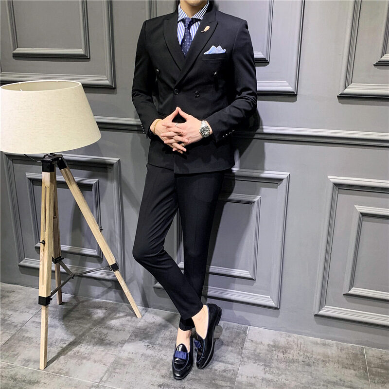 Suit Men''s Slim Fit Korean Business Leisure Double