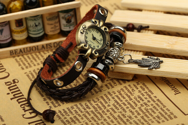 Genuine Leather Bracelet Watch Retro Beaded Yiwu Jewelry