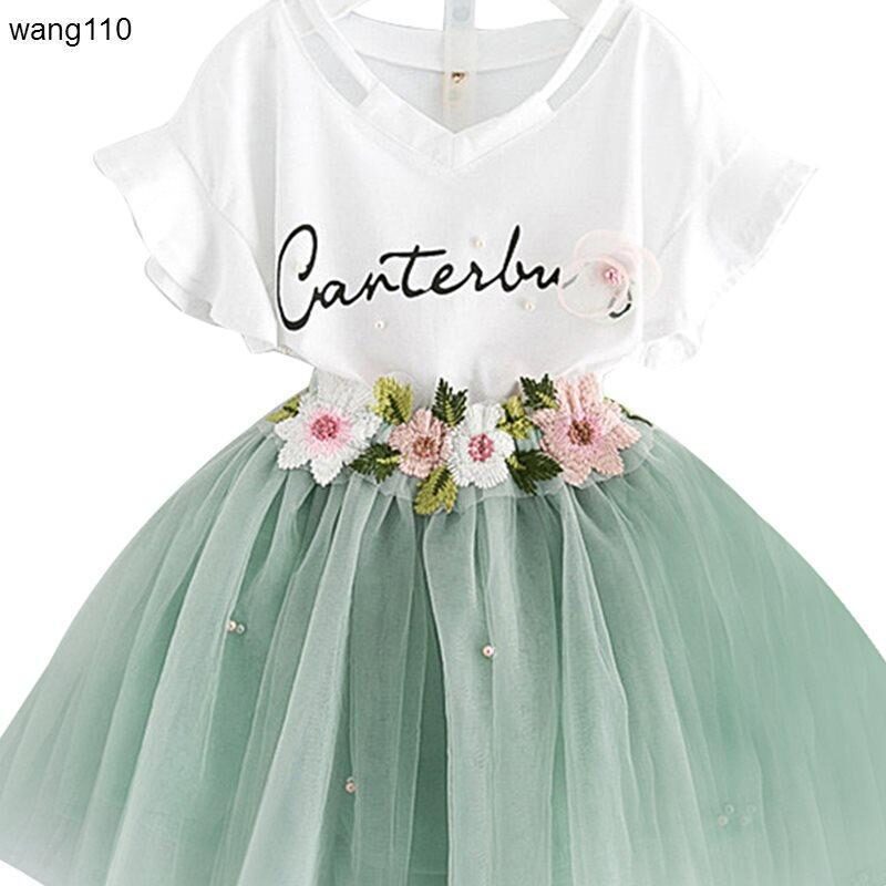Summer Kids Girls Clothing Sets 2 pcs T-shirt