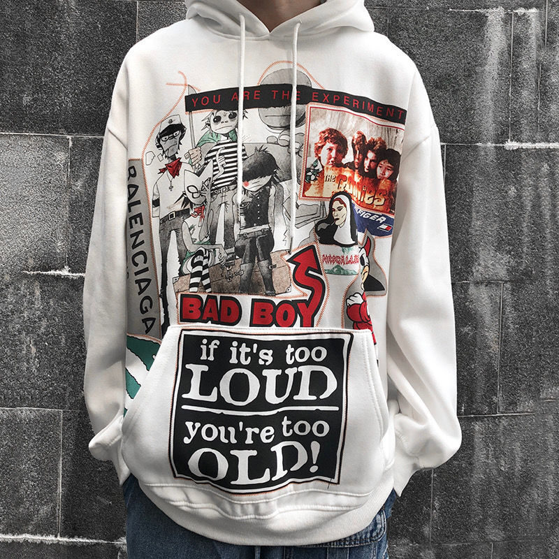White Hip Hop Hoodie Streetwear Korean Fashion Gothic
