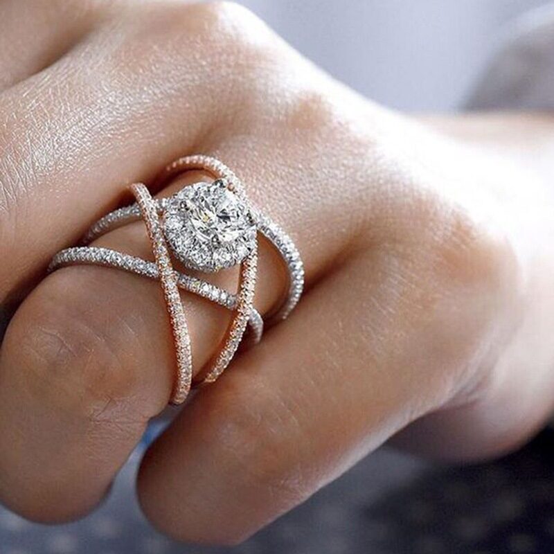 Rose Gold Plated Dichroic Ring Female Engagement
