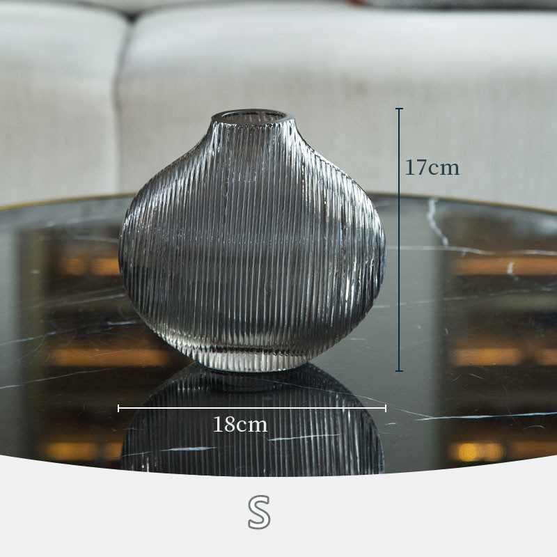 Silver Striped Glass Vase Flower Arrangement Hydroponic Accessories