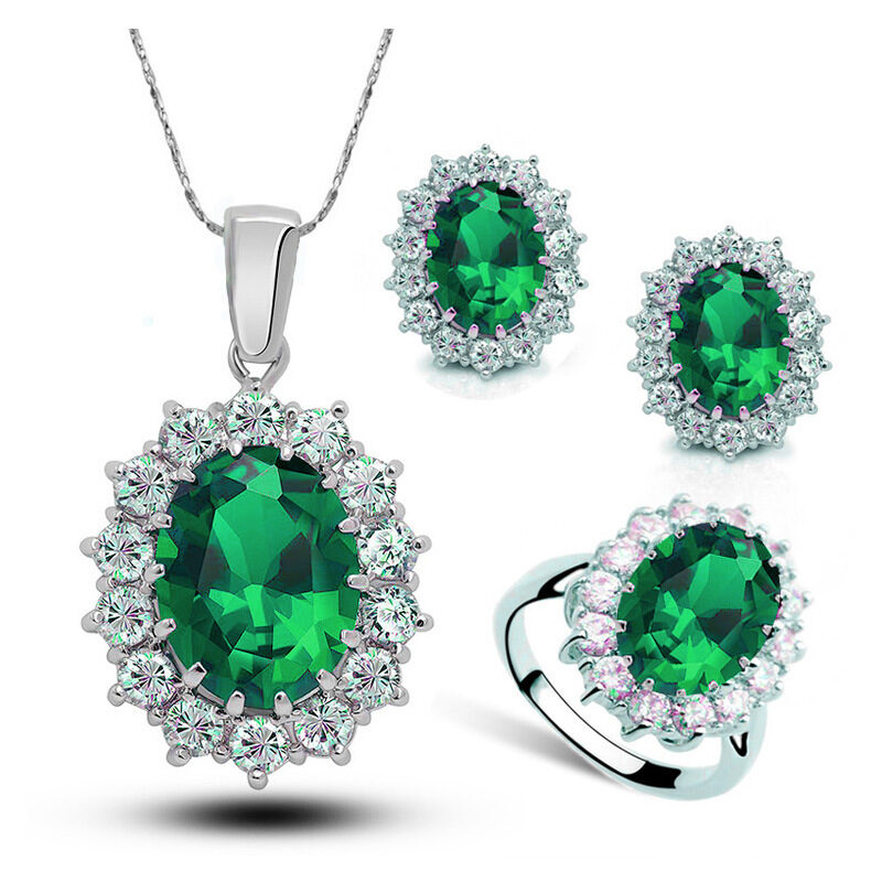 Crystal Jewelry Bridal Necklace Earrings Ring Set