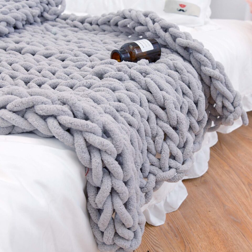 Handmade Coarse Yarn Knitted Chenille Rod Sofa Cover