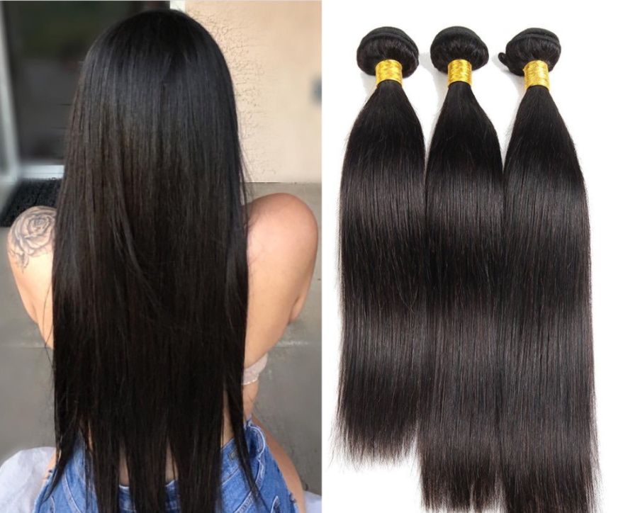 Hair Weave Black Synthetic Straight