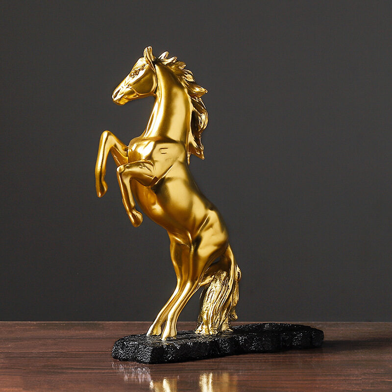 Golden Statue Resin Horse Sculpture Decoration Home Cabinet