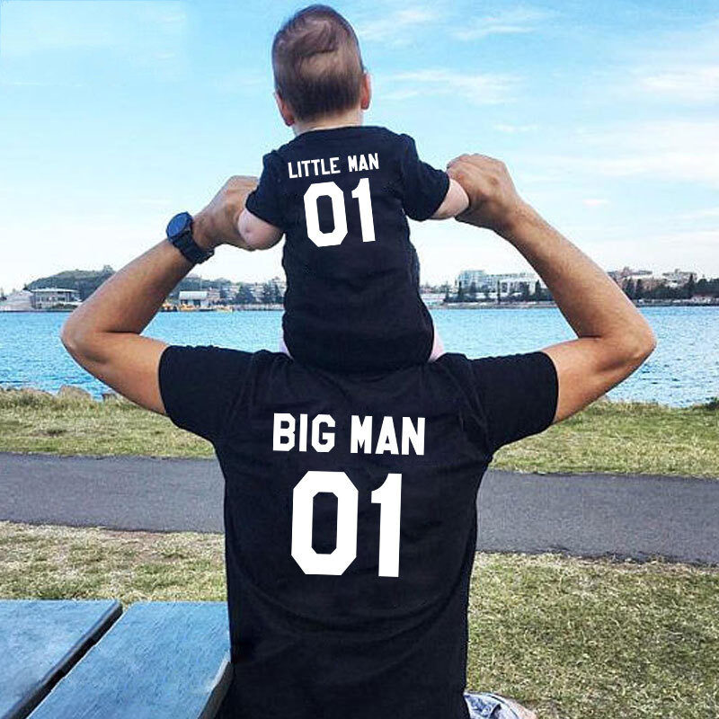 Family Matching Clothes Fashion Big Little Man Tshirt
