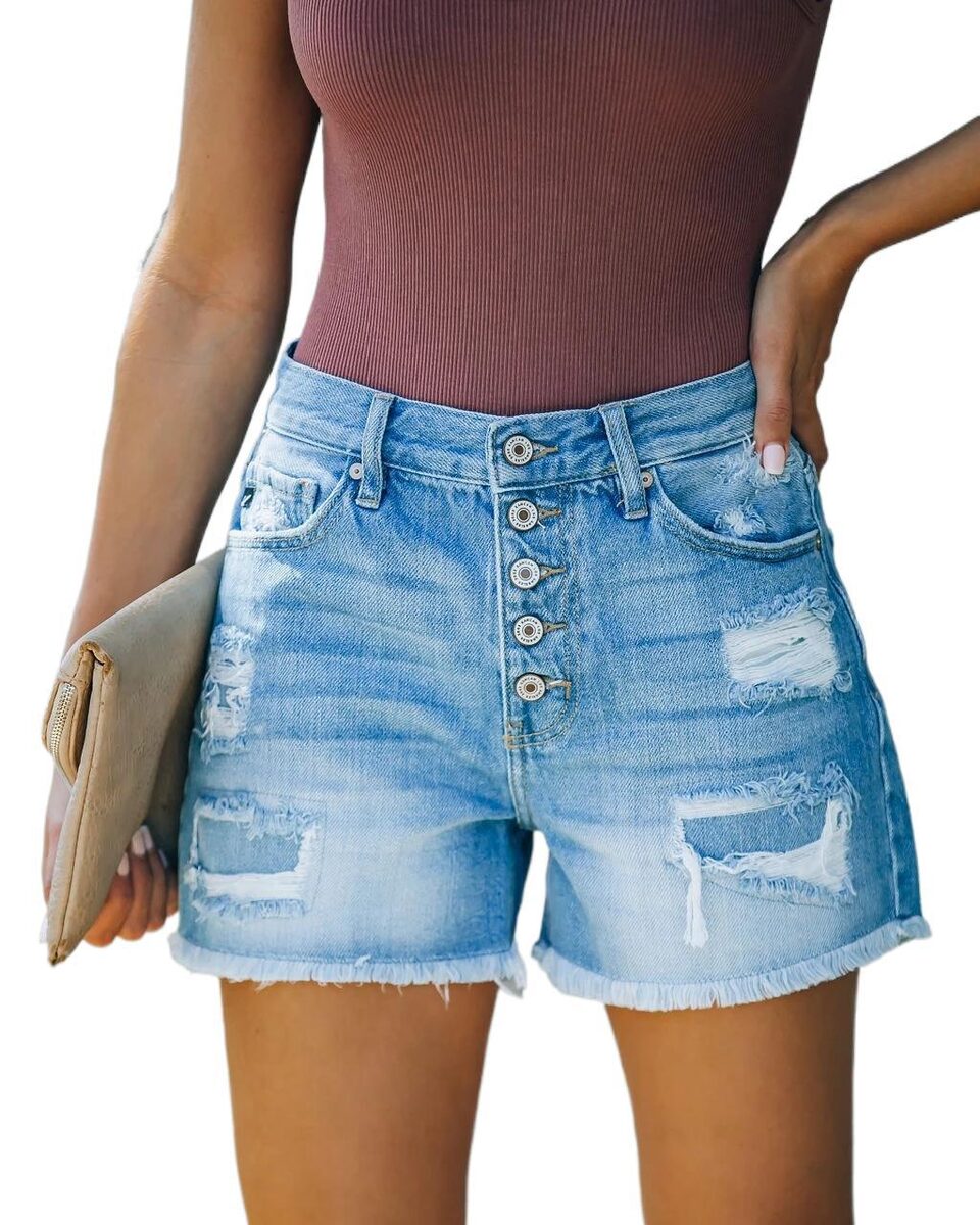 Summer Casual Denim Straight Leg Pants High Waist