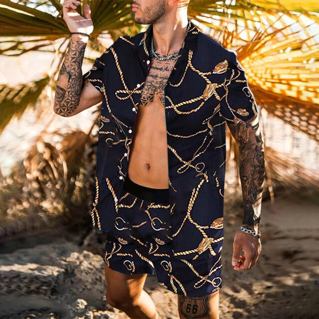 Floral Shirt Beach Two Piece Suit New Fashion