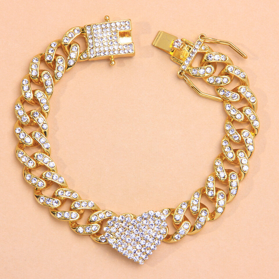 Diamond Heart Shaped Cuban Anklet Fashion Trend New