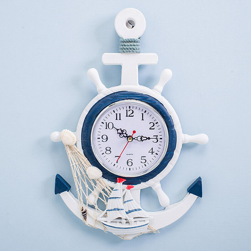 Mediterranean Style Blue And White Ship Rudder Helmsman