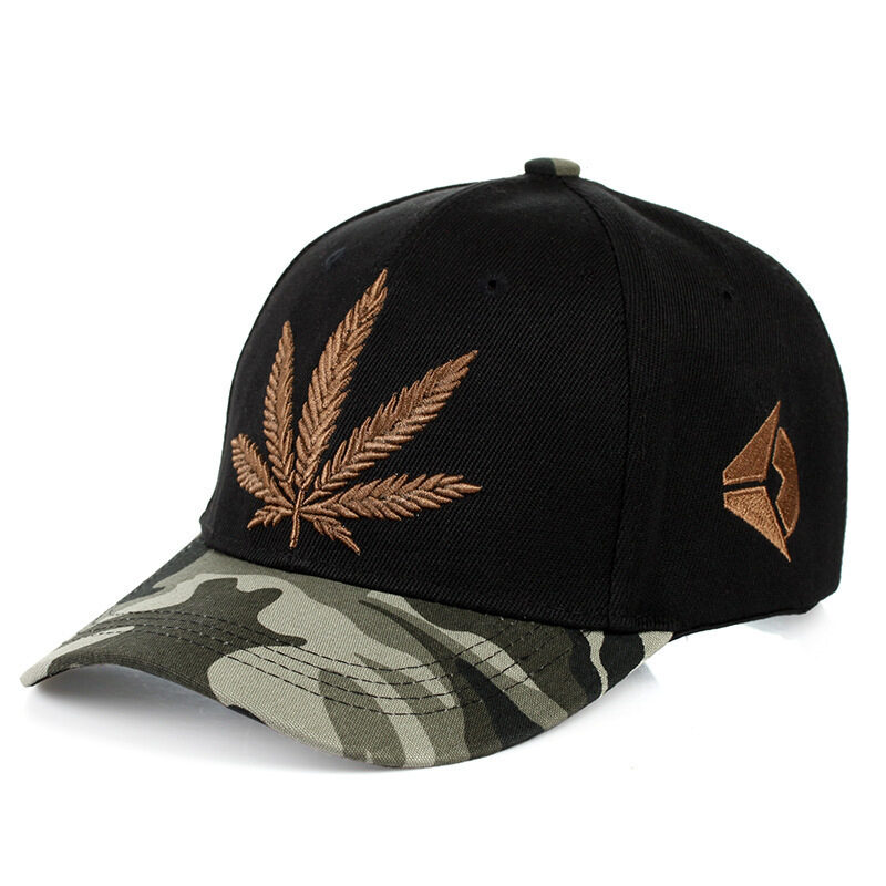 Simple Green Maple Leaf Hemp Caps Men