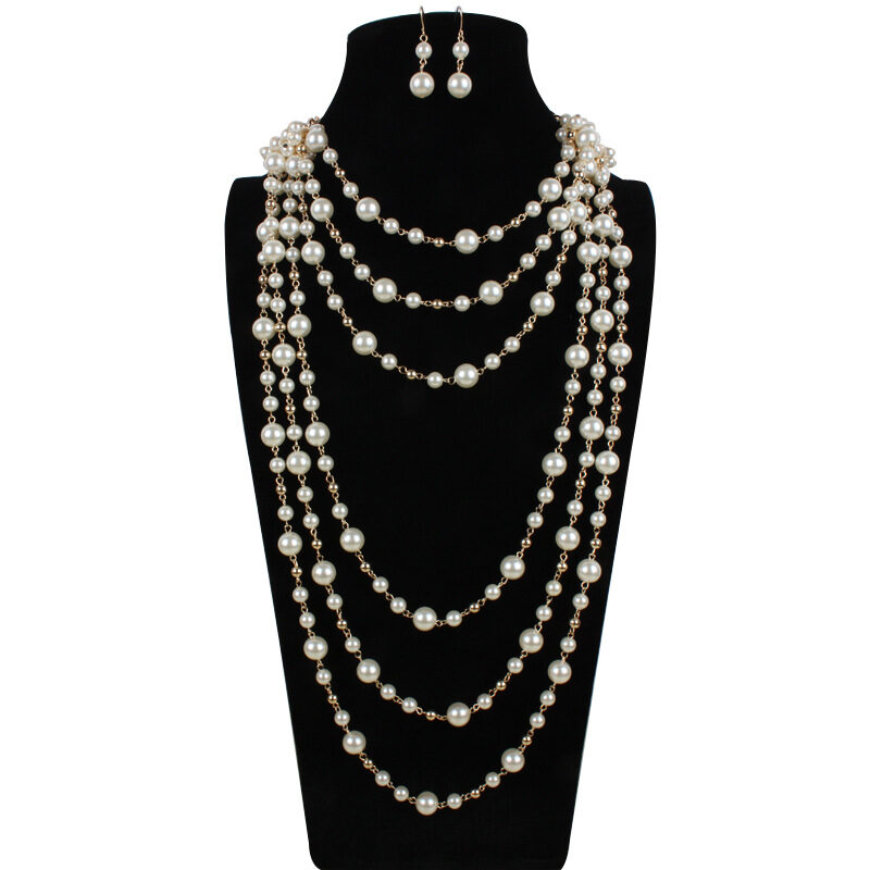 European And American Necklaces Multilayer Pearl Necklace Sweater