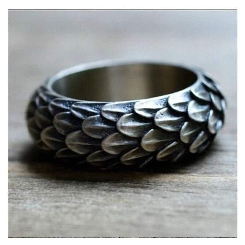 Retro Domineering Dragon Scale Ring Punk Tide